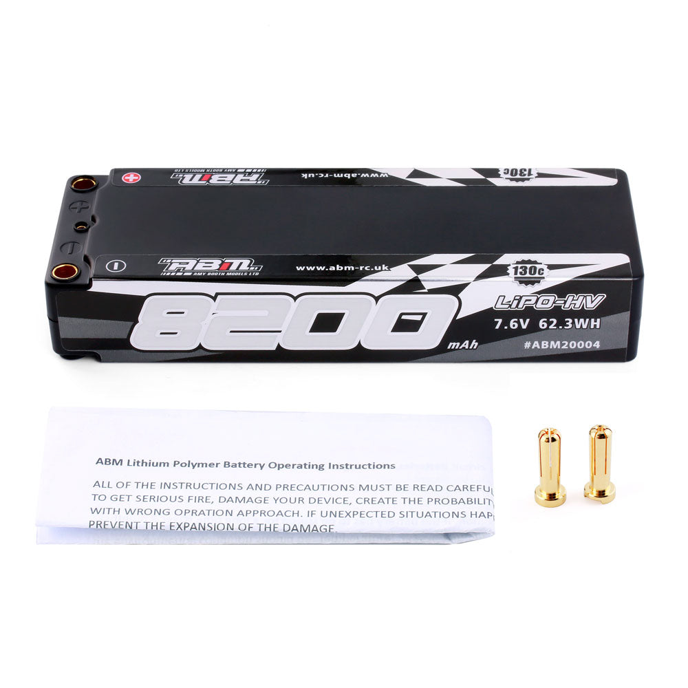 ABM 8200 Stick 7.6V Lipo-HV 130c 5mm Connectors