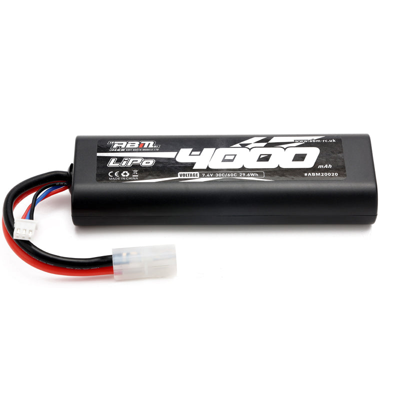 ABM 4000mAh 2S 7.4V 60C rounded case Lipo Tamiya connector