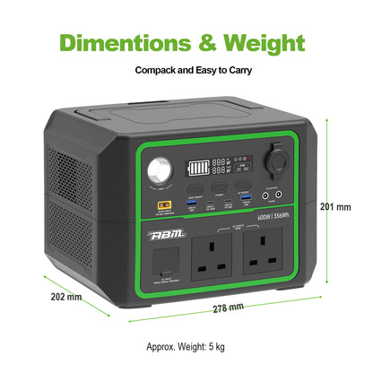 ABM90003 Portable Power Station 600w - 336wh LiFePO4