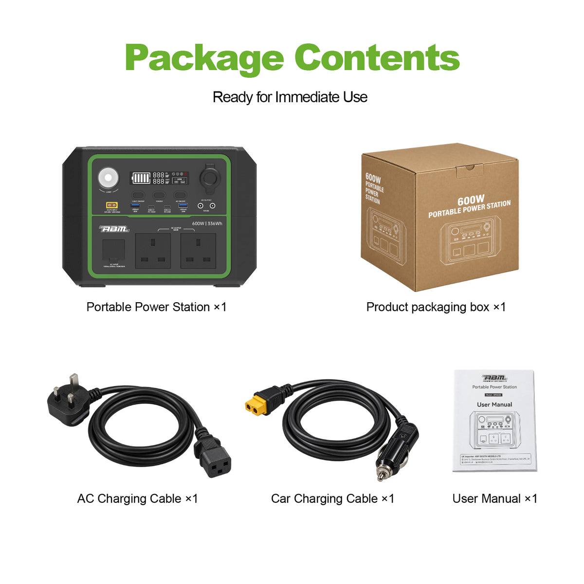 ABM90003 Portable Power Station 600w - 336wh LiFePO4