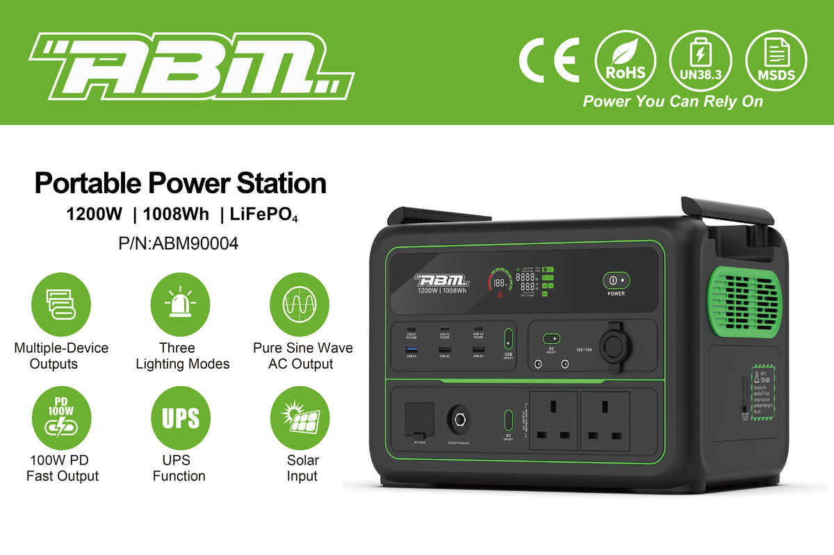 ABM90004 Portable Power Station 1200w - 1008wh LiFePO4
