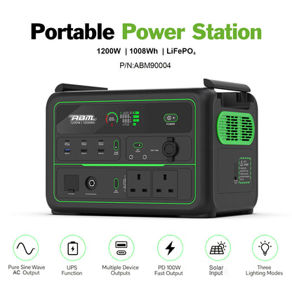 ABM90004 Portable Power Station 1200w - 1008wh LiFePO4