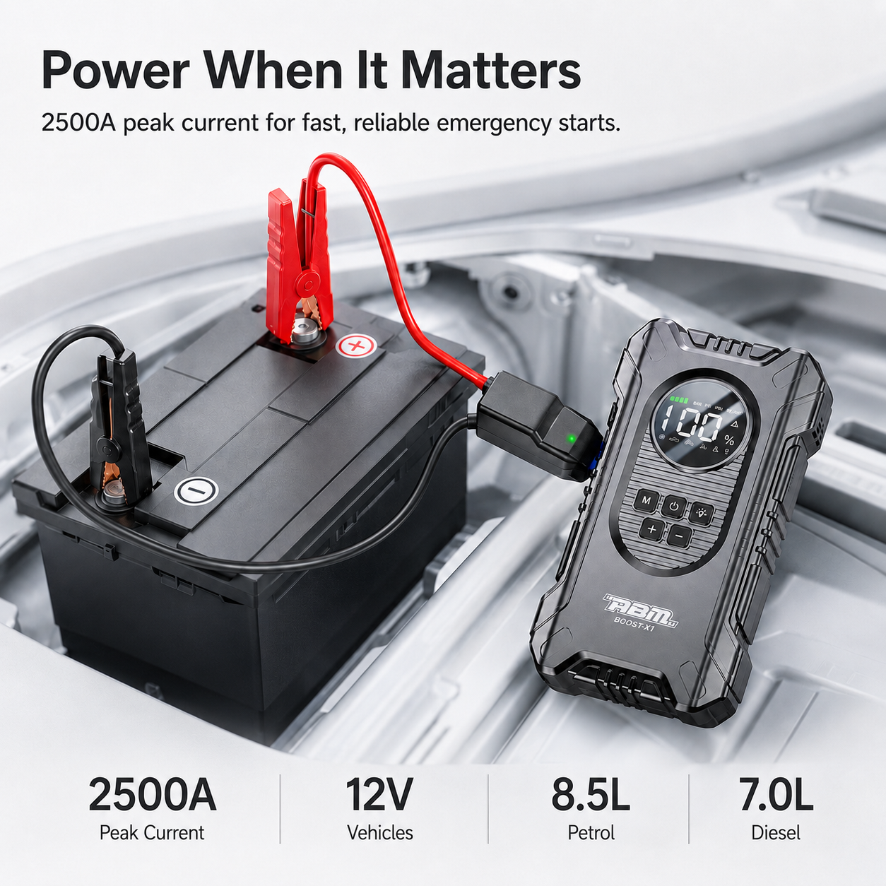 ABM BOOST-X1 Multifunctional Jump Starter & Tyre Inflator