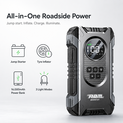 ABM BOOST-X1 Multifunctional Jump Starter & Tyre Inflator