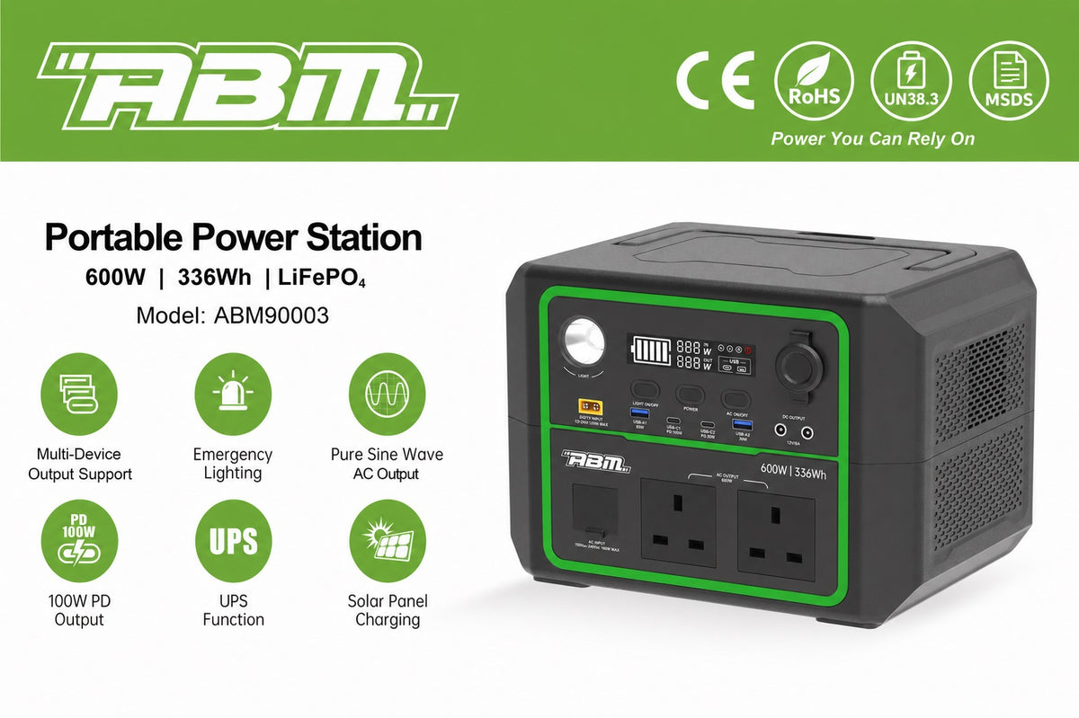 ABM90003 Portable Power Station 600w - 336wh LiFePO4