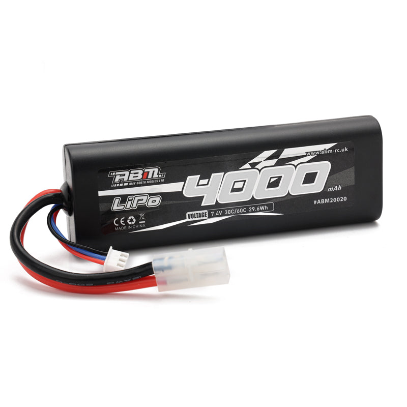 ABM 4000mAh 2S 7.4V 60C rounded case Lipo Tamiya connector