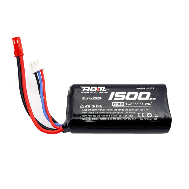 ABM Li-ion 18650-7.4V 1500mAh 15C 11.1Wh JST Plug